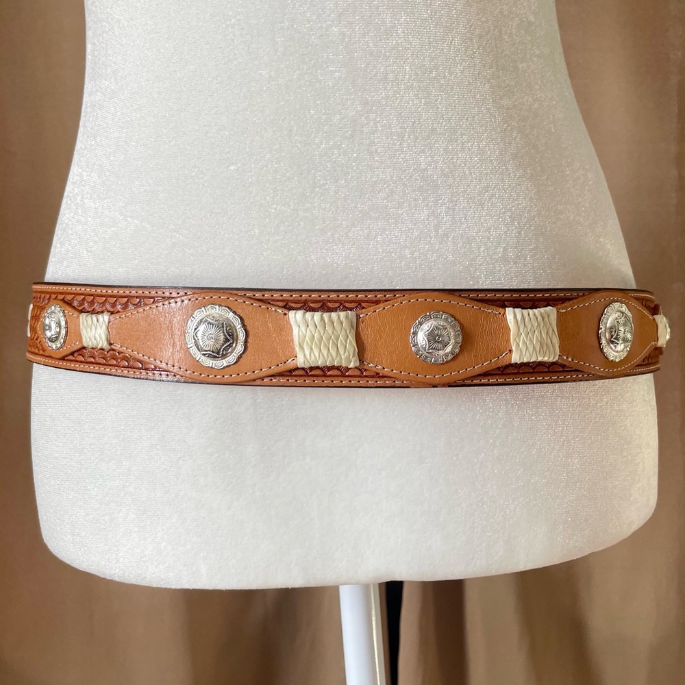 NWOT Dun Dee Concho Brown Leather Belt Made in the USA Men’s Size 38
